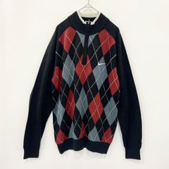 ナイキゴルフ ニット セーター アーガイル柄 ハーフジップ ゴルフウェア（L）