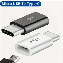 No.107【2個セット】Micro USB to Type-C 変換アダプタ 黒白セット