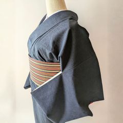 美品 金縁の彩りが添える気品 華模様のコットン 半幅帯 全通柄 長尺