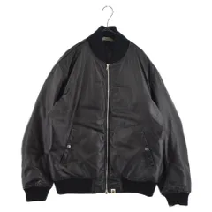 A BATHING APE (アベイシングエイプ) カウレザーボマーダウンジャケット MA-1 ブラックのサムネイル