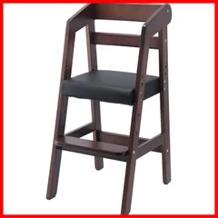 【特売】不二貿易 ベビーチェア キッズチェア 幅35×奥行41×高さ74.5cm ダークブラウン 木製 3段階 高さ調整可能 2才~5才 ハイチェア 14939