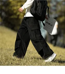 ズボン コーデュロイパンツ カーゴパンツ 裏起毛なし ロングパンツ メンズ オーバーサイズ ワイドパンツ リラックスパンツ ガウチョパンツ スウェットパンHZQ7163