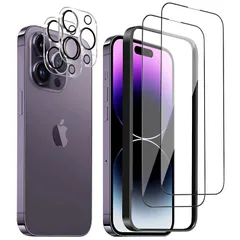 DZHFU iPhone 14 Pro max 強化ガラスフィルム【4枚入り】 高精細 6.7インチ 硬度9Ｈ 滑らかなタッチ操作 指紋付着防止 自動吸着 飛散防止 気泡防止 全面保護 日本旭硝子製 ガイド枠付き 【強化ガラスフィルム(2枚入り)＋