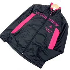Le coq sportif ★ GOLF ナイロンジャケット ウィンドジャケット ブラック 差し色◎ ピンク レディース M ゴルフ スポーツ 練習■AF85
