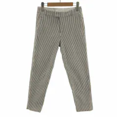 アーバンリサーチ ドアーズ URBAN RESEARCH DOORS パンツ スリム ストレッチ シアサッカー リネン混 ストライプ グレー オフ白 36