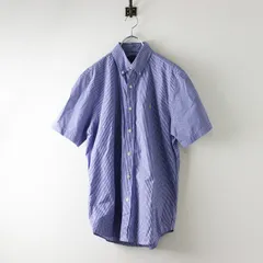 メンズ 近年 ポロ ラルフローレン POLO RALPH LAUREN ギンガムチェック ボタンダウンシャツ M｜ブルー 前開き 半袖【2400014586046】
