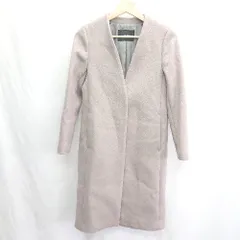 ■ ⊇ green label relaxing UNITED ARROWS スリット加工 長袖 ノーカラーコート サイズ34 ライトブラウン レディース E  【1501160012449】