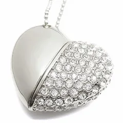 USB メモリ ハート スワロフスキー風 フラッシュメモリ 16GB 心 デコ ネックレス おもしろ USBメモリ 大容量　USB 2.0 Flash Drive　フラッシュドライブ　誕生日 記念日 select ギフト　プレゼント などに