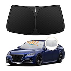 【強化版】トヨタ クラウン 220系 フロントガラスサンシェード H30.6-R4.7 UVカット 吸盤不要 遮光断熱 夏 紫外線 UVカット 簡単着脱 内装パーツ 車種専用設計 折り畳み式 収納袋付き 0