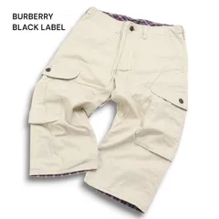 BURBERRY BLACK LABEL バーバリー ブラックレーベル 春夏★ 裏地チェック カーゴ ハーフ クロップド パンツ Sz.73 メンズ