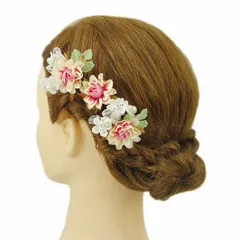 髪飾り 成人式 振袖 前撮り 袴 花 浴衣 夏祭り 花火大会 豪華3点セット 白 ピンク パール ガラスビーズ ヘアアクセ 新作 かん No.9-3342