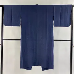 道中着 身丈117.5cm 裄丈63cm S 和装コート 幾何学模様 箔 濃紺 正絹 逸品 【中古】