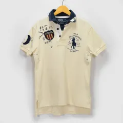 POLO RALPH LAUREN ポロ ラルフローレン ポロシャツ ラガーシャツ 半袖 ロゴ ビッグポニー ワッペン アイボリー ネイビー メンズ S 170/92A