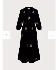 (Monsoon)*新品*花刺繍ベルベットドレス S