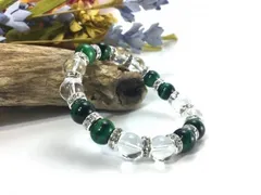 グリーンタイガーアイ&水晶 パワーストーン ブレスレット 10mm  （シルバー）メンズ・レディース 男性・女性 数珠ブレス 開運  [3]