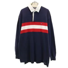 TOMMY HILFIGER トミーヒルフィガー 90s オールド フラッグタグ 半袖 ポロシャツ M ネイビー 比翼 メンズ 古着