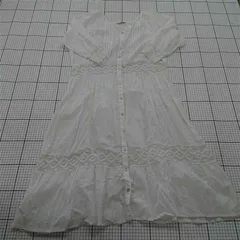 ◇ Θ SM2 サマンサ モスモス コットン100% 長袖 ロング丈 シャツ ワンピース サイズF ホワイト系 レディース E  【1509180005366】