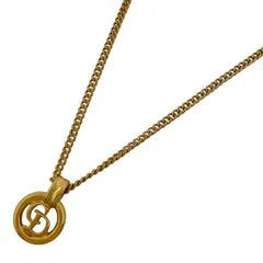 クリスチャンディオール Christian Dior ロゴ ネックレス CD ラウンド型 ネックレス GP ゴールド レディース 【中古】