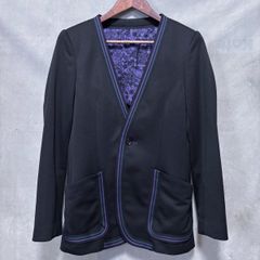 Needles ニードルス ポリエステル ジャージー 1ボタン 背抜き裏地 ノーカラー テーラード ジャケット 肩パッド入 size.S ブラック
