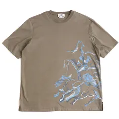 エルメス HERMES Tシャツ カットソー リネン シルク 無地 トップス メンズ イタリア製 XL グレー