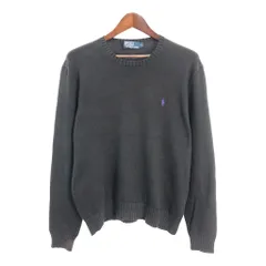 Polo by Ralph Lauren ポロ ラルフローレン コットン ニット セーター ワンポイントロゴ ブラック (メンズ L) 中古 古着 S5996