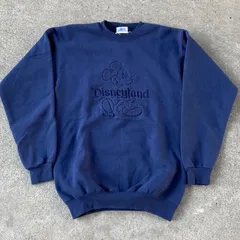 【90's】Disney USA製 ミッキースウェット エンボス　ネイビー　古着　トレーナー　ディズニーランド