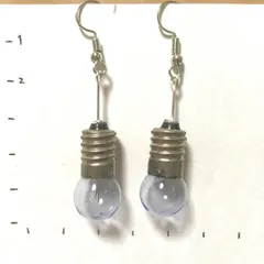 本物電球ピアス(青球銀スクリュー)