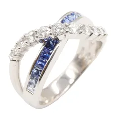 ジュネ Jeunet リング・指輪 サファイア ダイヤモンド リング  #15 K18WG（ホワイトゴールド） ダイヤモンド リング サファイア レディース Used A