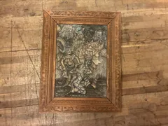 バリ島ウブラ　オリジナル細密画　手彫りの額入り バリ島ウブラ オリジナル細密画 手彫りの額入り バリ島ウブラ