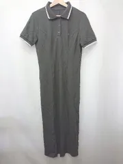 ◇ ⊂ Louere ルエレ バックスリット 半袖 ロング丈 ワンピース サイズXL チャコールグレー系 レディース E  【1507100003584】