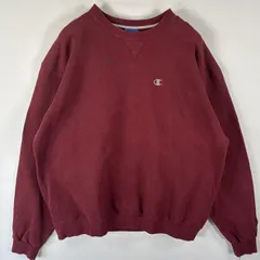 古着 チャンピオン Champion スウェット トレーナー ワンポイントロゴ刺繍 プルオーバー  大きいサイズ クルーネック 前V XXL バーガンディ メンズ