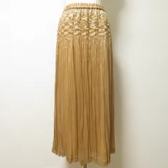 #anc レマロン REMALON スカート ベージュ プリーツ 光沢 ロング フレア レディース [962487]