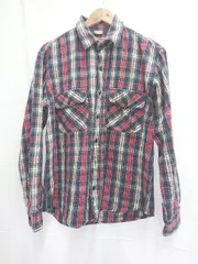 ◇ Θ EDWIN エドウィン チェック柄 長袖 ネルシャツ サイズL ネイビー系 マルチ メンズ E  【1507230011251】