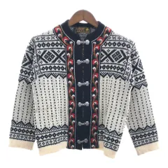 ノルウェー製 nordstrikk チロリアンニットカーディガン ユーロ ヨーロッパ古着 総柄 アイボリー (メンズ S相当) 中古 古着 P6125