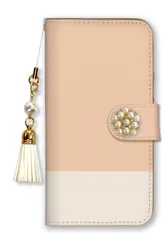 Google Pixel 5a (5G) ケース 手帳型 グーグルピクセル5a(5G) スマホケース パール デコ付き ストラップ付 バイカラー 無地 ツートン シンプル かわいい おしゃれ 水色 ピンク パステルカラー カラー04