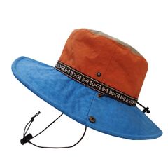 ＳＵＮＳ（サンズ）アドベンチャーハット サファリハット レインハット 帽子 ハット 登山 撥水 防水 メンズ レディース サイズ調整 ＵＶカット アウトドア カラフル あご紐 H-053 (SAX/OR)