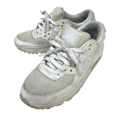 ナイキ NIKE DH8010-100 スニーカー エアマックス90 メッシュ ローカット レースアップ オールホワイト 単色 ワントーン ロゴ 23cm 白 ホワイト