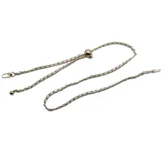 【在庫セール】アクセサリーパーツ ハンドメイド 手作素材 (ゴールド コネクター付き 持ち手チェーン 白い革 肩掛けチェーン ボールチェーン 120cm) DERAYEE
