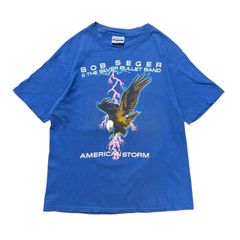 M相当 80s USA製 1986 Bob Seger & The Silver Bullet Band AMERICAN STORM TOUR Tシャツ バンド ヴィンテージ ブルー