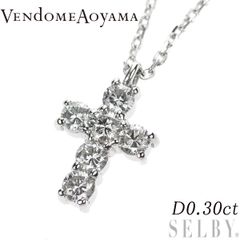 ヴァンドーム青山 Pt900/Pt850 ダイヤモンド ペンダントネックレス 0.30ct クロス