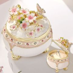 EX611 弥生 桜 クリスタルジュエリーボックス ピィアース 東京銀座PICALS 東京銀座ピカルス リングケース 誕生日プレゼント プロポーズ 蝶々 クリスタルガラス 小物入れ mer12