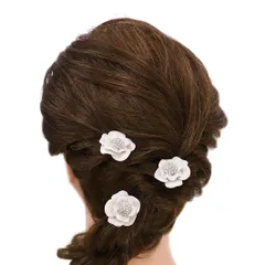 髪飾り Ｕピン 可愛い かんざし 簪 キラキラ パール ラインストーン 牡丹 花 3点セット 黒留め 訪問着 フォーマル 着物 和装 振袖 成人式 結婚式 卒業式 入園式 卒園式 謝恩会 七五三パーティー W20 263-311 p956　Si