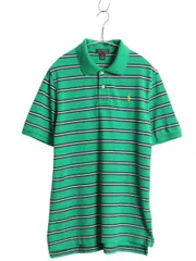 【お得なクーポン配布中!】 ポロ ラルフローレン ボーダー 鹿の子 半袖 ポロシャツ キッズ XL メンズ S 程 コットン 半袖シャツ カットソー ワンポイント マルチカラー