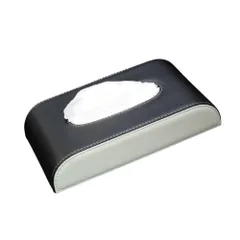 MAKUMINORS 車 ティッシュ ケース 吊り下げ ワンタッチ取付 ボックス サンバイザー おしゃれ 収納 スリム 車用 カスタム カー用品 内装 便利 黒 灰 ブラック×グレー [ブラック×グレー]