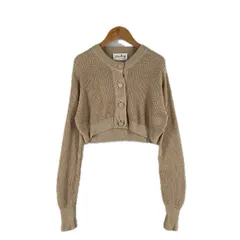 極美品 martinique マルティニーク ショート丈 無地 秋冬 AW カーディガン リネン ライトブラウンブラウン レディース【古着】【中古】【送料無料】