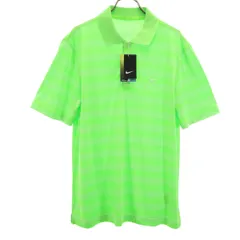 未使用 NIKE GOLF ナイキゴルフ ボーダー柄 半袖 ポロシャツ M 黄緑 メンズ 古着