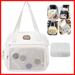 ポリ製 かわいい おしゃれ メッシュ生地付き 4色 透明ポケット はっ水 31x31cm 缶バッジ ハンド ぬいぐるみ リュック 通学 ショルダー 推し 軽量 推し活 a4 オタ活 3way 学生 痛バ 大人 痛バッグ 女の子 [NGELOM] 推し活バッグ