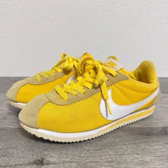 NIKE ウィメンズ クラシックコルテッツナイロン 749864-717 薄底スニーカー 24cm イエロー×白