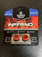 【未使用】KontrolFreek FPS Freek Inferno for Playstation 4 PS4 and PS5 | Performance Thumbsticks | 2 High-Rise Concave | Red