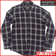 BURBERRY BLACK LABEL 廃盤 バーバリーブラックレーベル シャツ M メンズ 長袖 ノバチェック 長袖シャツ 日本製 2 刺繍 黒 ブラック ボタンシャツサイズM一覧←SEULB屋着古← TY4009